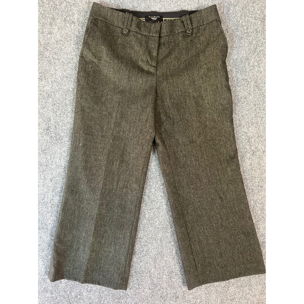 Talbots Petites Brown Wool Blend Wide Leg Trousers Pants 10P Paisley Lining‎